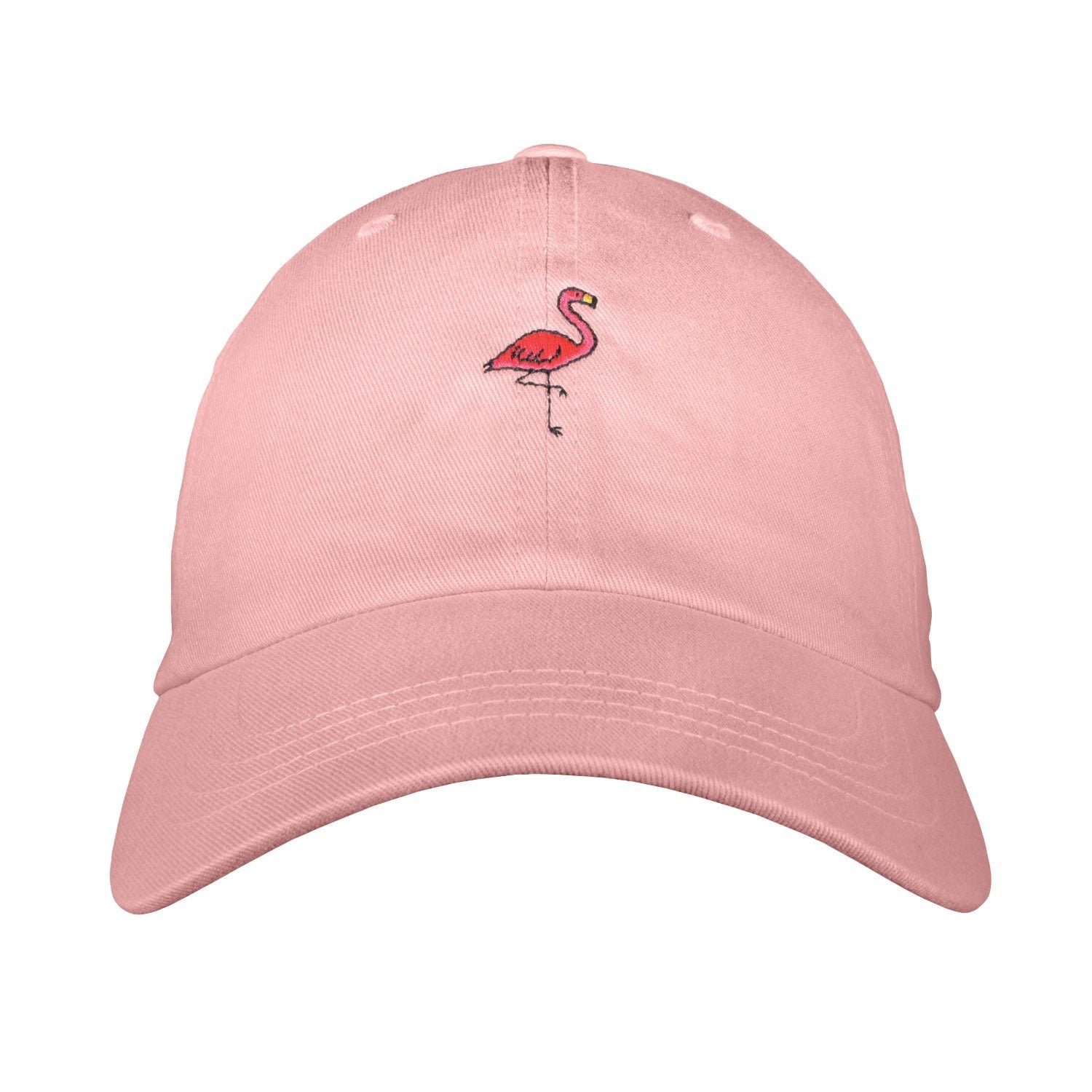 Flamingo Dad Hat - Embroidered Unstructured Cotton Twill Adjustable One Size