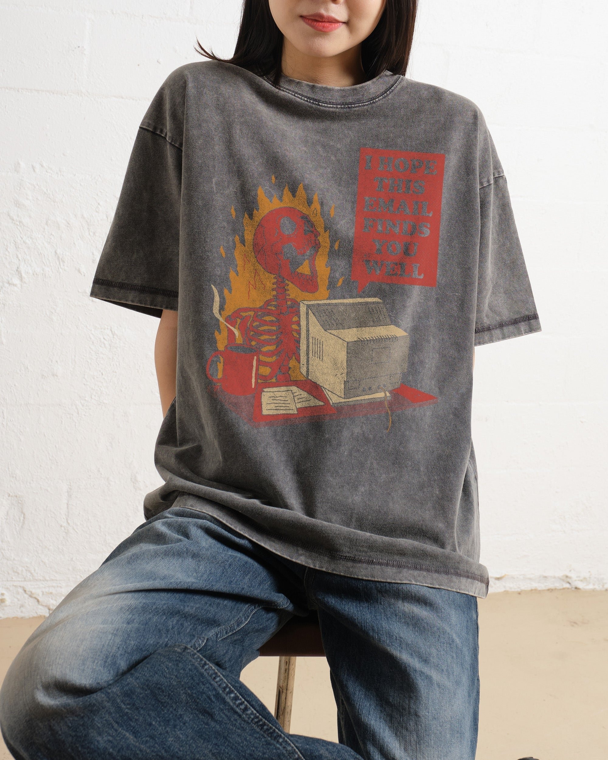 You Got Mail Oversized Graphic Tee Unisex 90s Boxy Fit 100% Combed Cotton Heavyweight