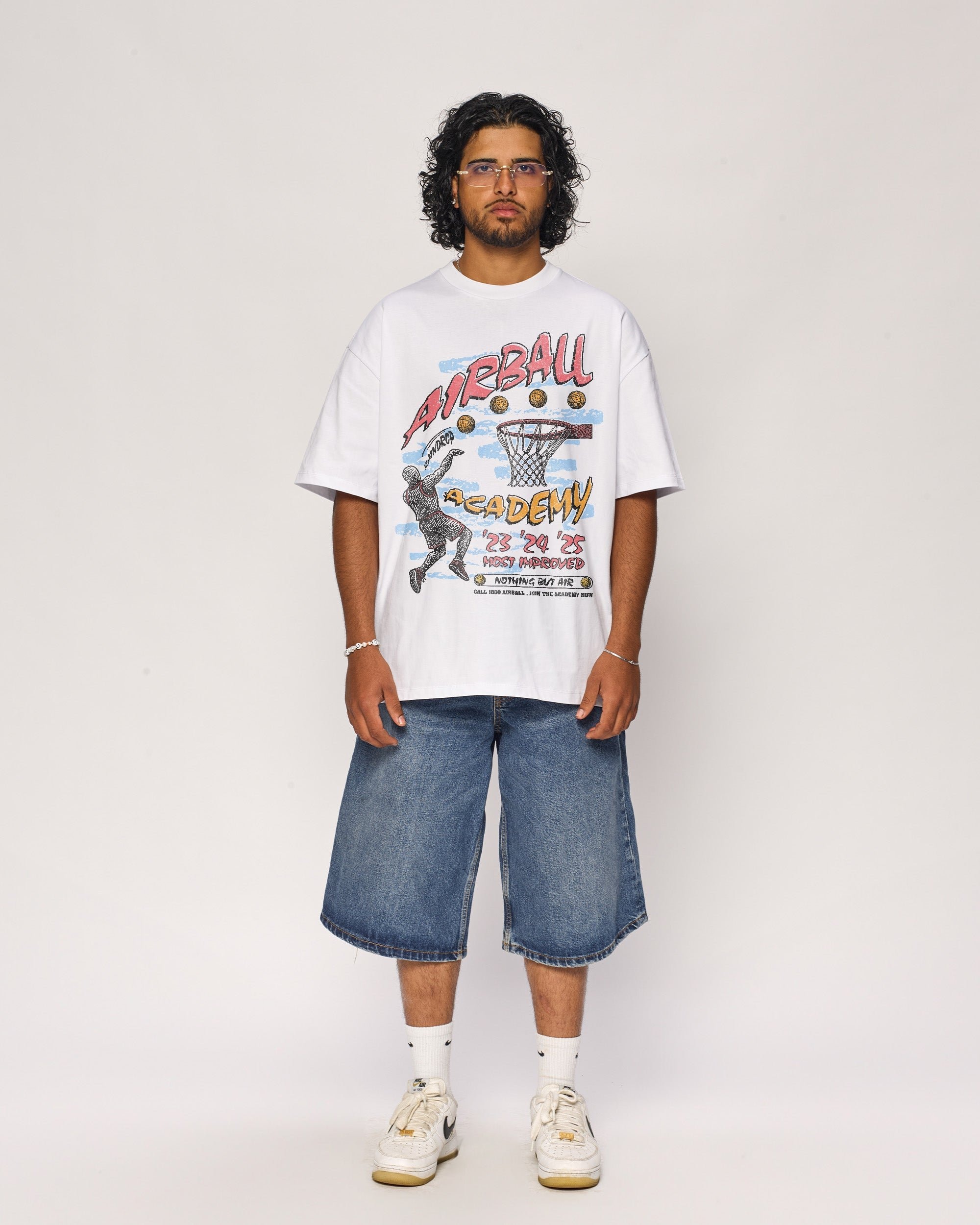 Airball Academy Oversized Graphic Tee - Threadheads Unisex 90s Boxy Fit 100% Combed Cotton