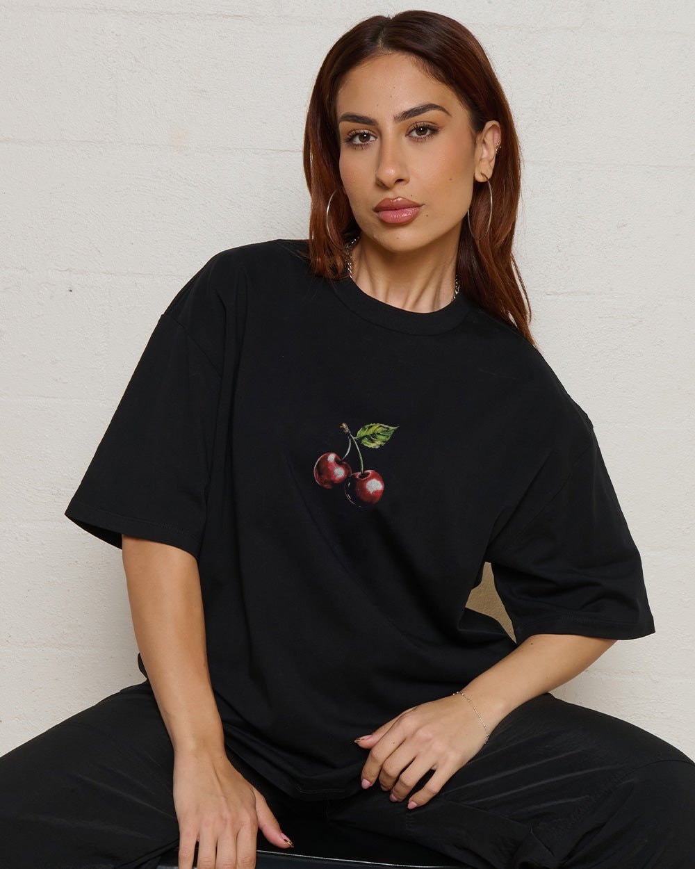 Cherry Drip Oversized Graphic Tee Unisex 90s Boxy Fit 100% Combed Cotton Threadheads