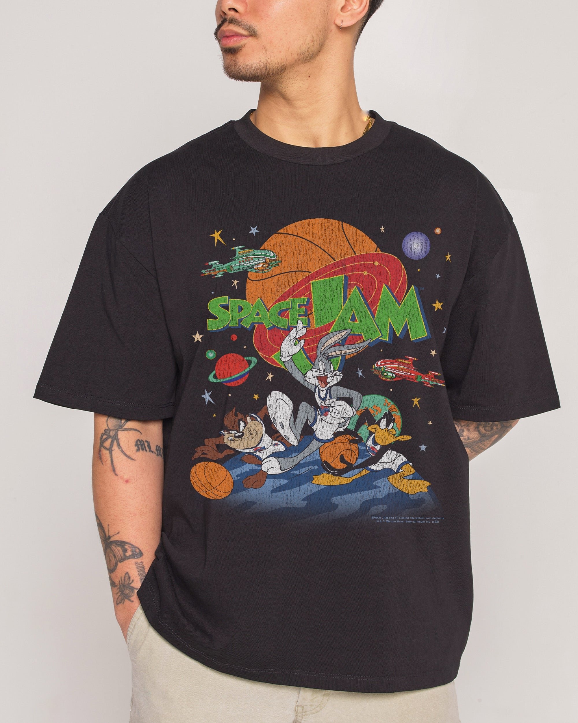 Space Jam Oversized Looney Tunes Graphic T-Shirt Unisex 100% Cotton Heavyweight